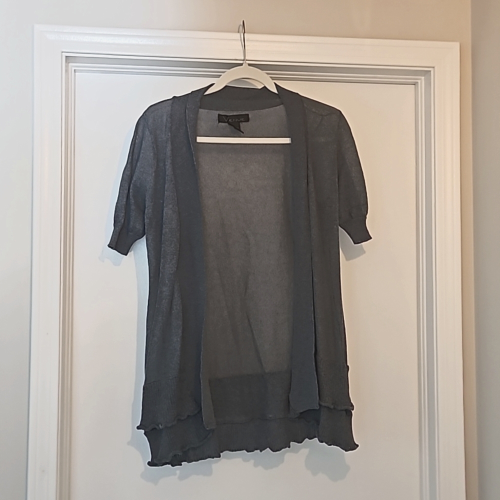 Blue Short-sleeved Cardigan